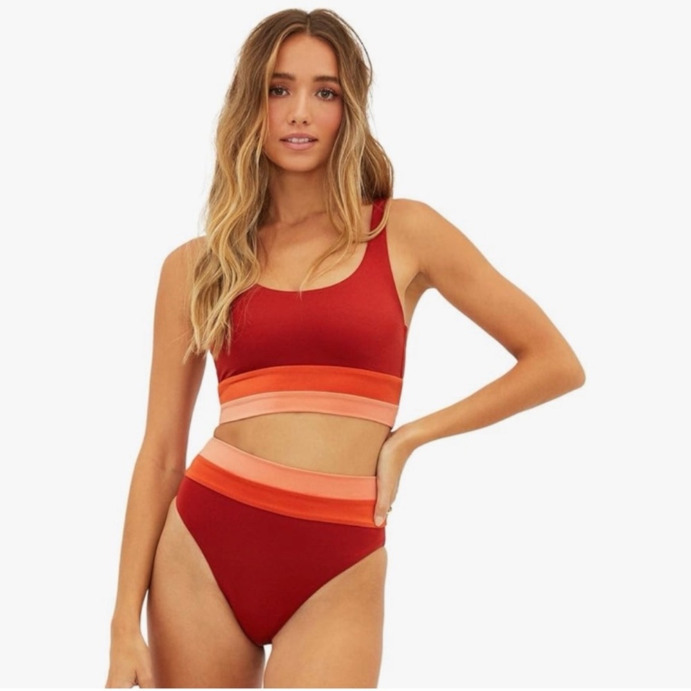 NWT Beach Riot Red and Orange Bikini Set
